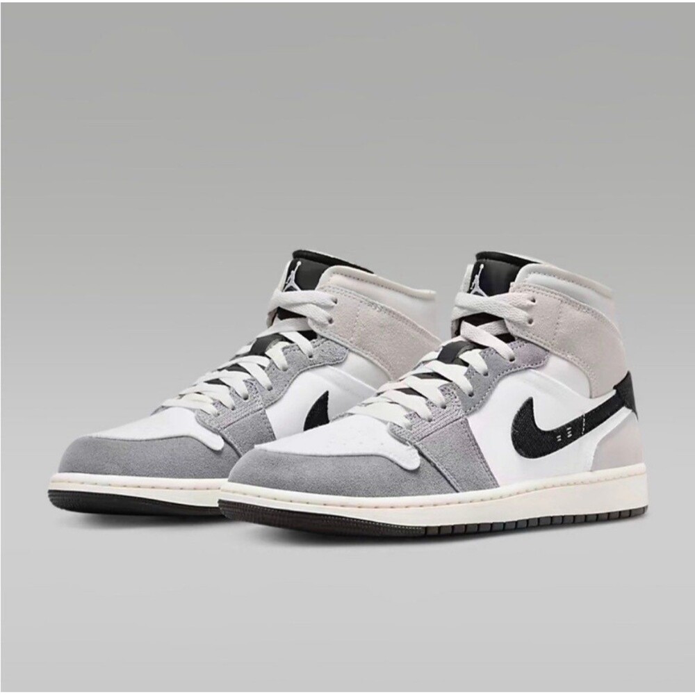 Air Jordan 1 Mid SE Craft Men’s Size 9.5 Grey White Black Sneakers NWT